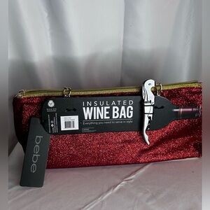 NWT Bebe Glittering Red Insulated Wine Bag with Wine Opener (Gift Tags)